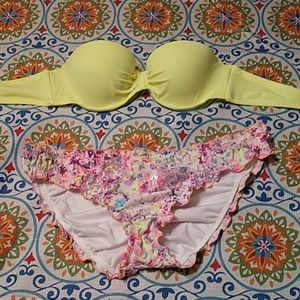 VS Bikini Ruffled Bottoms & Neon Yellow Top